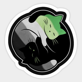 Aromantic Yin Yang Cat Sticker